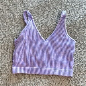 Purple Ribbed Crop Top